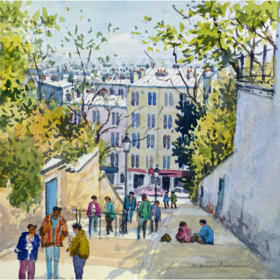 Les escaliers de la rue du Calvaire à Montmartre, Paris