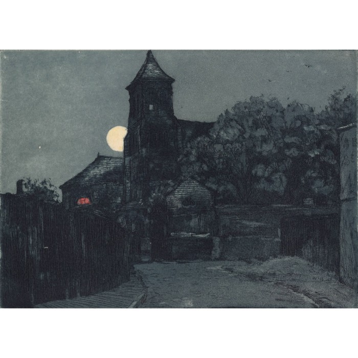Aquatinte - Église Saint-Pierre de Nuit à Montmartre
