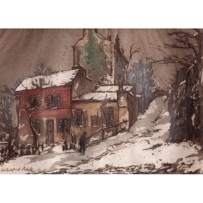 Aquatinte - le Cabaret du Lapin Agile à Montmartre