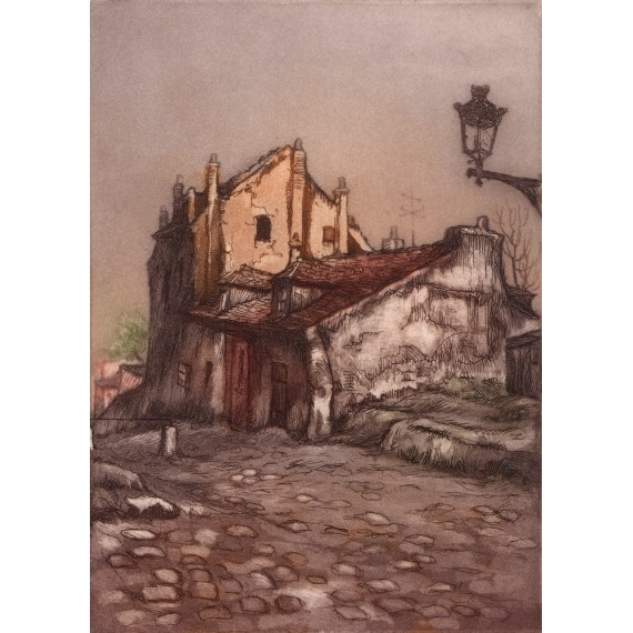 Aquatinte - La Maison de Mimi Pinson à Montmartre