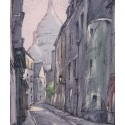 Aquatinte - La rue Saint-Rustique à Montmartre