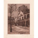 Aquatinte - Montmartre, à la terrasse du restaurant de la Mère Catherine