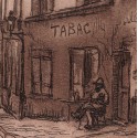 Aquatinte - Montmartre, à la terrasse du restaurant de la Mère Catherine