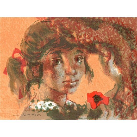Lucien Joseph Fontanarosa - jeune fille au coquelicot