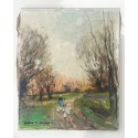 Jules René Hervé - La gardeuse d’oies au chemin de campagne