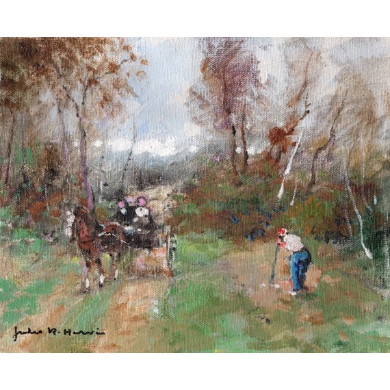 Jules René Hervé - Le viel homme et la calèche