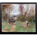 Jules René Hervé - Le viel homme et la calèche