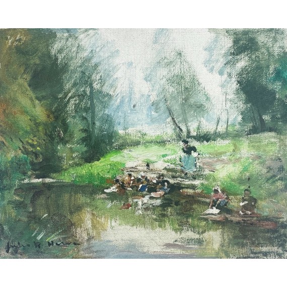 Jules René Hervé - Les laveuses au bord de la rivière