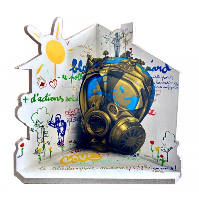 Planète masquée par le street artiste DJALOUZ pour la Galerie ROUSSARD