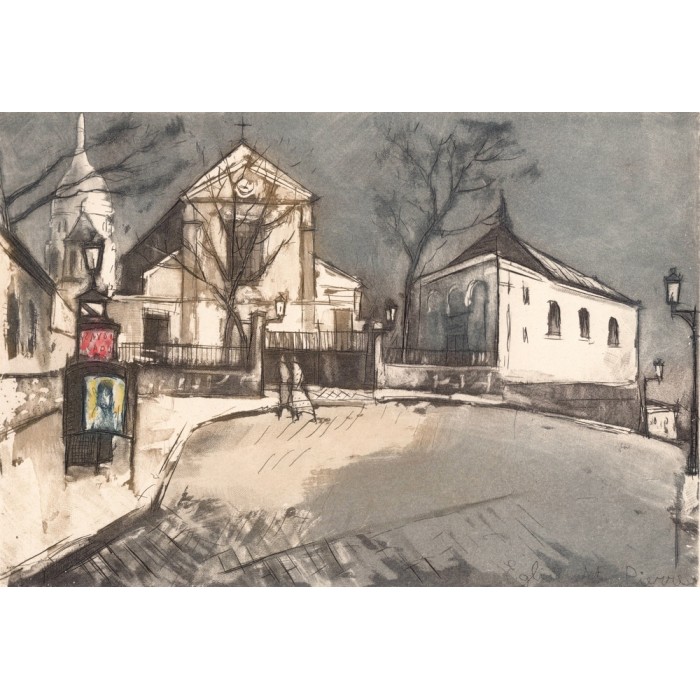 Aquatinte - Montmartre, Église Saint-Pierre