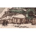 Aquatinte - Montmartre, Rue Lepic sous la neige
