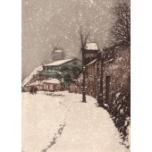 Aquatinte - Montmartre, Rue Lepic sous la neige