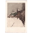 Aquatinte - Montmartre, Rue Lepic sous la neige