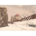 Aquatinte - Montmartre, Rue Cortot sous la neige