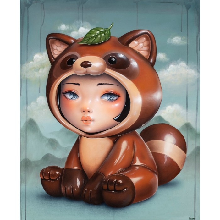 Peinture - Sous la feuille KALDEA Tanuki