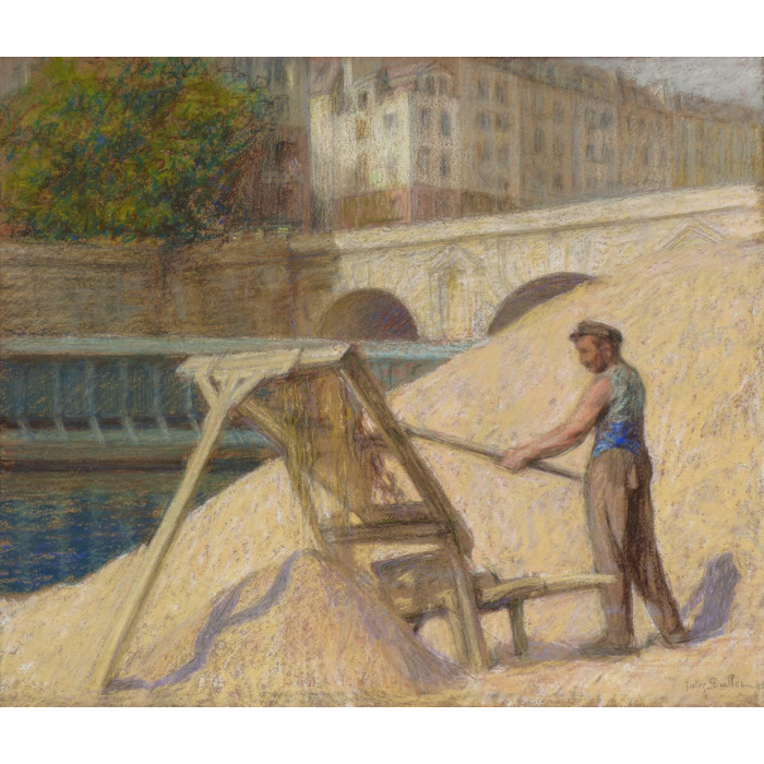 A worker near the Seine River in Paris France in 1925