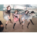 Quatre petites filles dansant le French Cancan à Paris