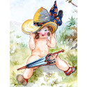 À la Campagne, tout est permis, a little baby with an hat and a umbrella