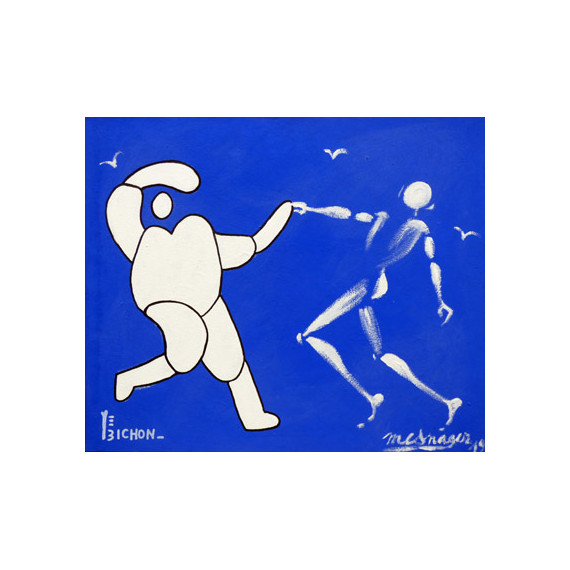 L'homme blanc et le personnage-coeur
