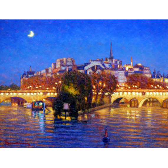 Le Pont sur la Seine à Paris la Nuit