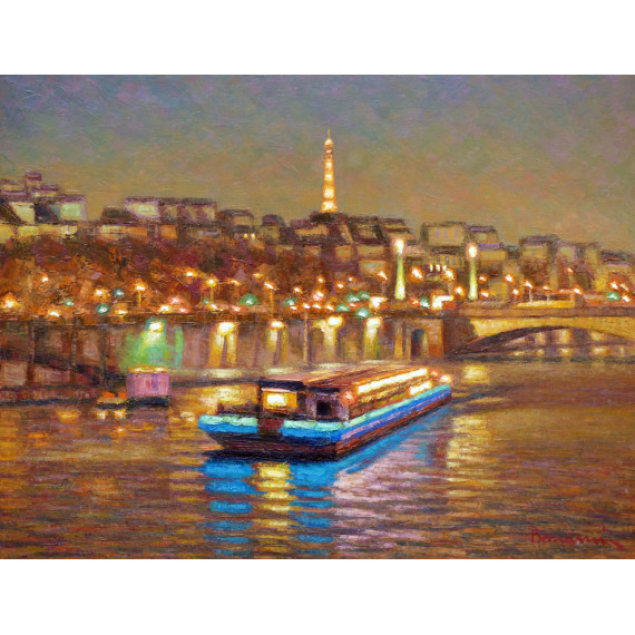 Le Pont sur la Seine à Paris la Nuit