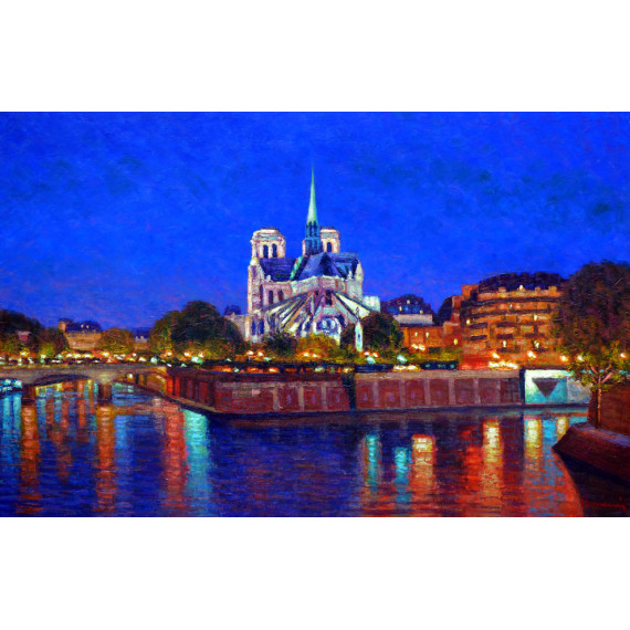 The bridge over the Seine River, Paris, by night