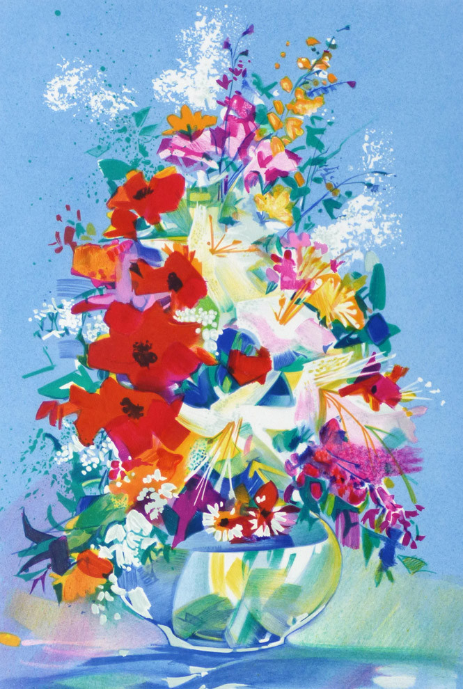 フランスCLAUDE MARS リトグラフです vase-de-fleurs-claude-mars-