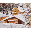 The church of the village of Megève under the snow