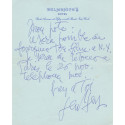 LETTRE - Novembre 1968 Delmonico's New York