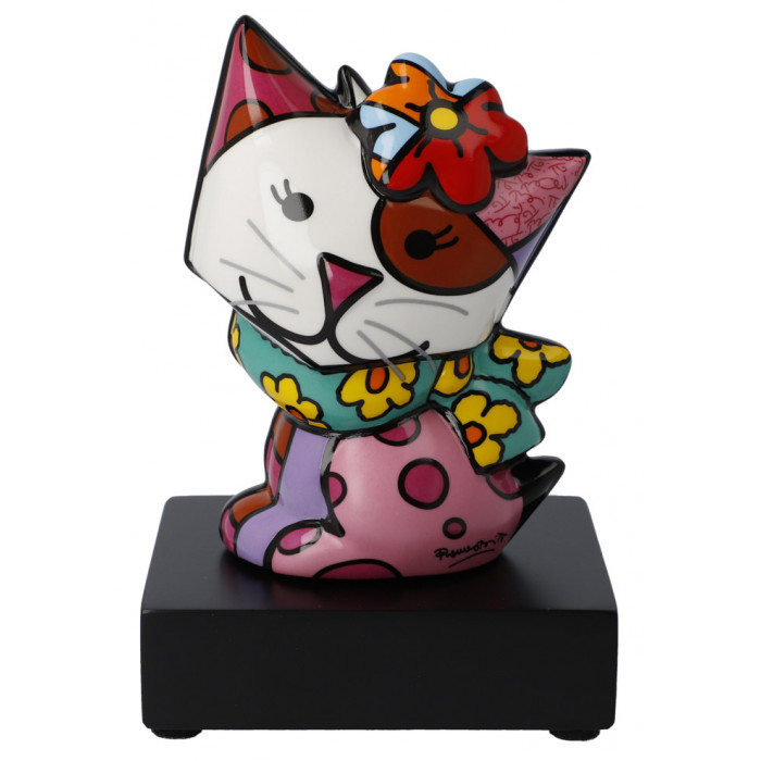 Le petit chat au foulard -sculpture-romero-britto