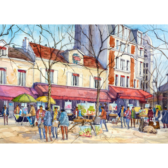 Place du Tertre, Montmartre -paris-jean-charles-decoudun-watercolor