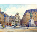Place des Victoires à Paris -jean-charles-decoudun-aquarelle
