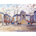Place Saint Sulpice  à Paris -jean-charles-decoudun-aquarelle