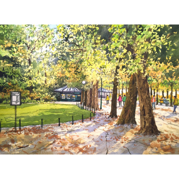 Jardins à Paris jean charles decoudun aquarelliste français