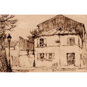 La Maison Rose Rue de l'Abreuvoir à Montmartre -eugene-delatre-etching