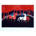 Serge LASSUS - Riders, red forest