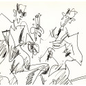 Lithographie - Le duo Guitare et Flute -gen-paul