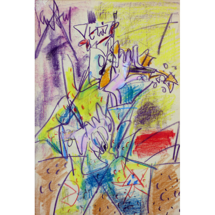 Pastel drawing : The clown violonist Pastel drawing : The clown violonist