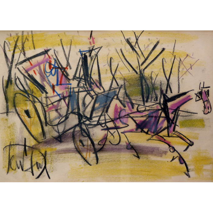Pastel drawing : La Calèche Pastel drawing : La Calèche