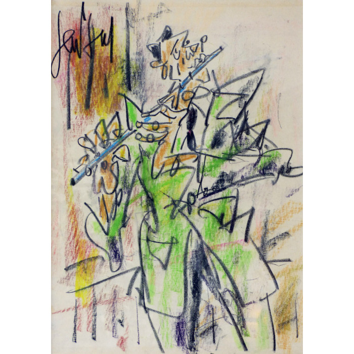 Pastel drawing : Le Flutiste Pastel drawing : Le Flutiste