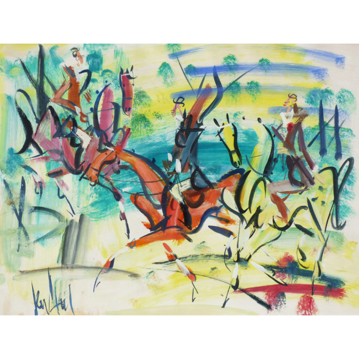 Gouache painting : The three horsemen Gouache painting : The three horsemen