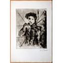Etching : The Violinist ( crossed out etching )