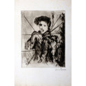 Etching : The Violinist ( crossed out etching )
