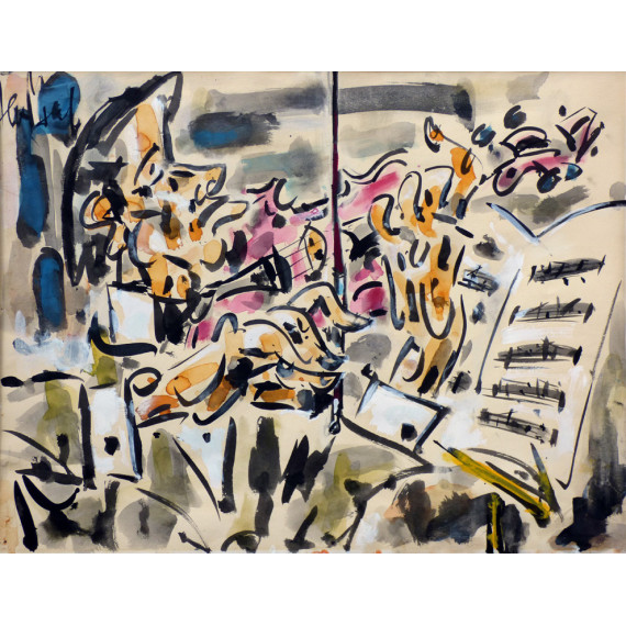 Gouache : le violoniste