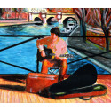 Painting, the guitar player on the Pont des Arts in Paris