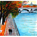 Painting, The ballad on the Quais de Seine in Paris