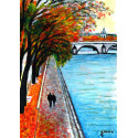 Painting, The ballad on the Quais de Seine in Paris