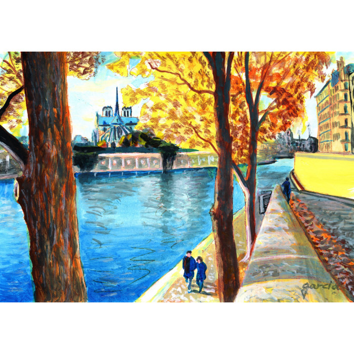 Painting, Notre-Dame de Paris through the Trees