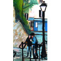 Painting, Climbing the stairs of Calvary in Montmartre