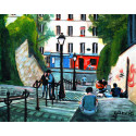 Painting, Climbing the stairs of Calvary in Montmartre